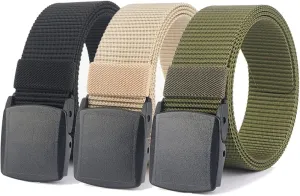 2 Pack/ 3 Pack Military Nylon Belt, 1.25" Wide No Metal Webbing Tactical Web Belt