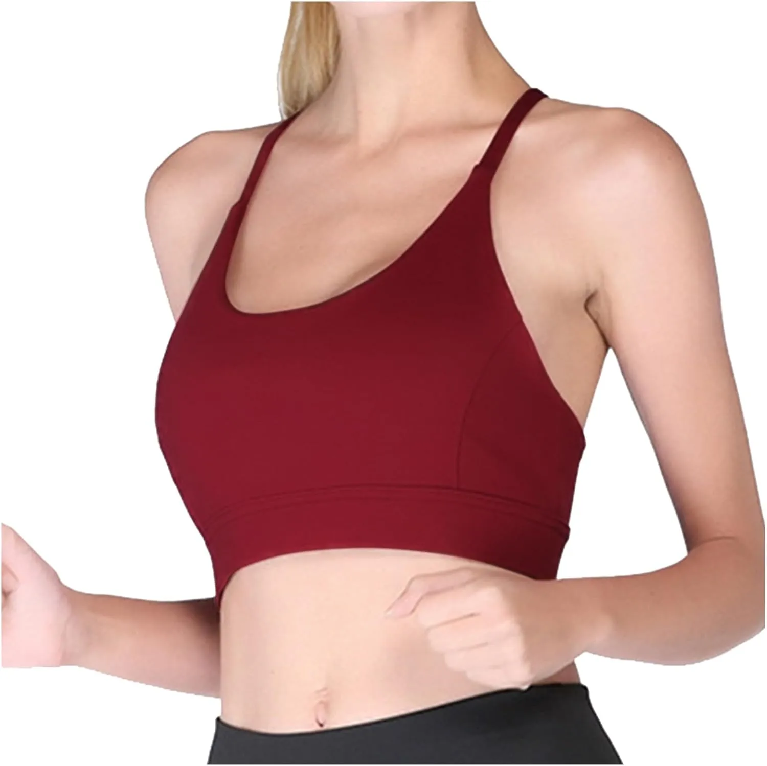 2025 Sports Bra for Women Y Back Padded Strappy Sports Bras Medium Support Workout Yoga Bra with Removable Cups