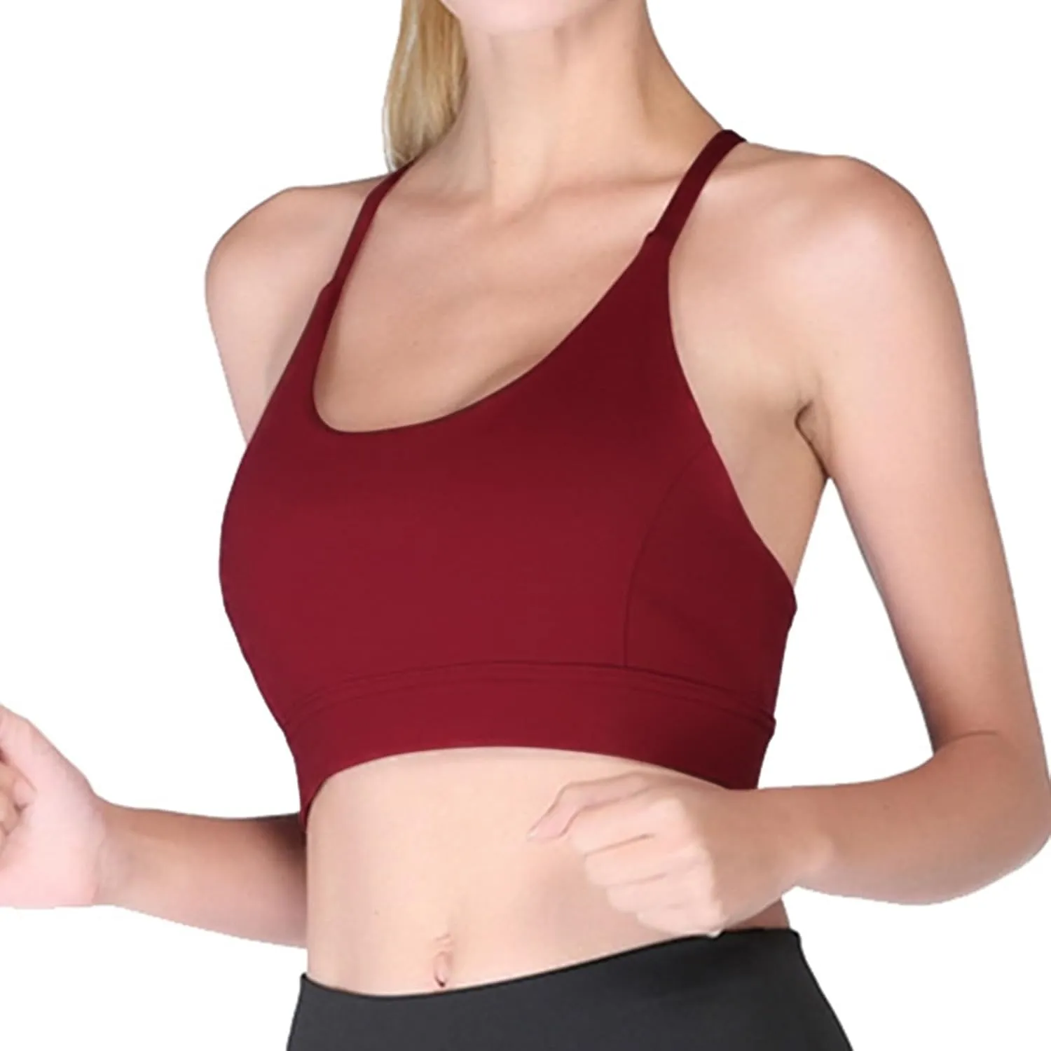 2025 Sports Bra for Women Y Back Padded Strappy Sports Bras Medium Support Workout Yoga Bra with Removable Cups