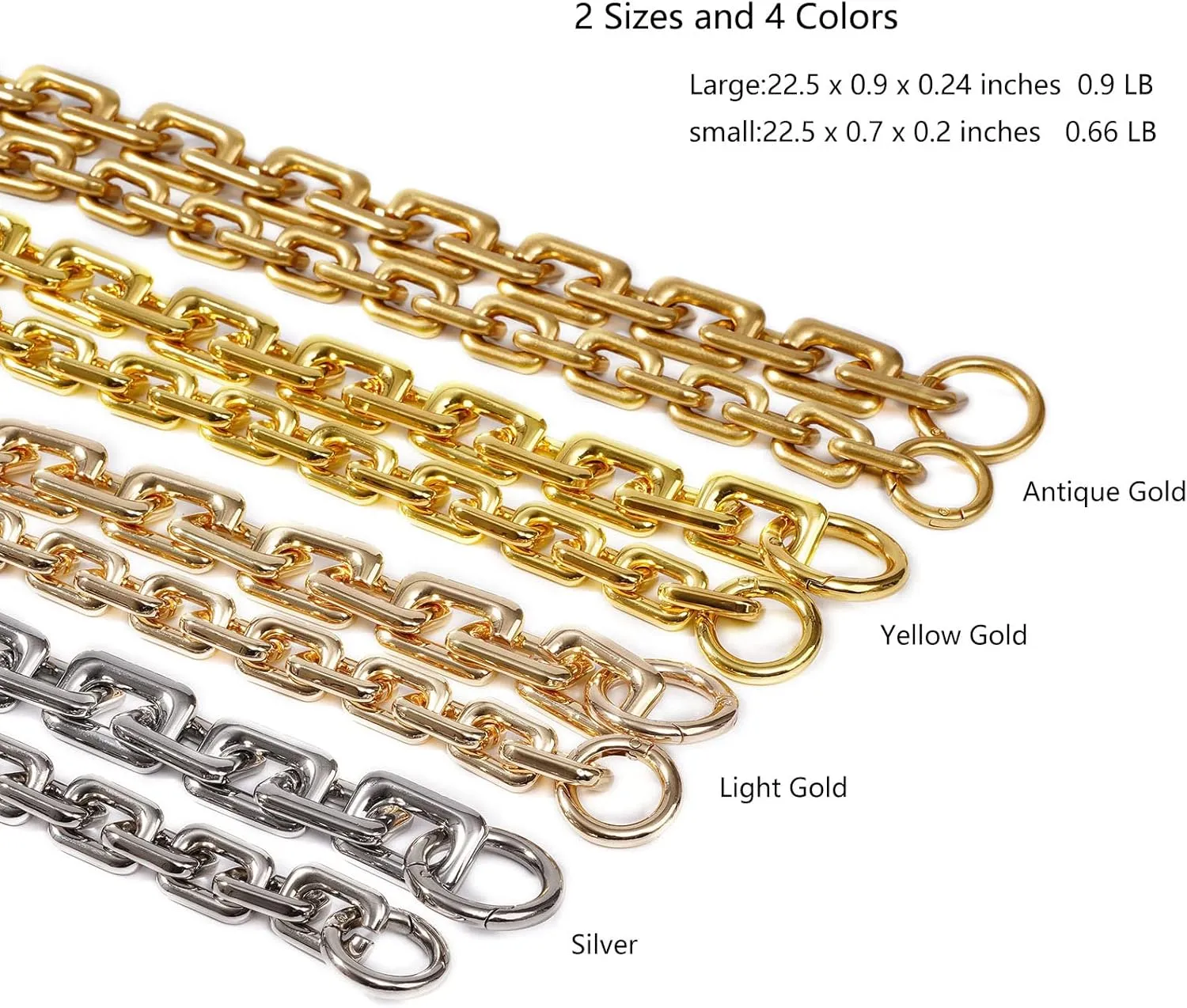 22.5 Inch Gorgeous Heavy Metal Bag Chain Purse Handle Shoulder Strap Replacement (Black-Grey, Large)