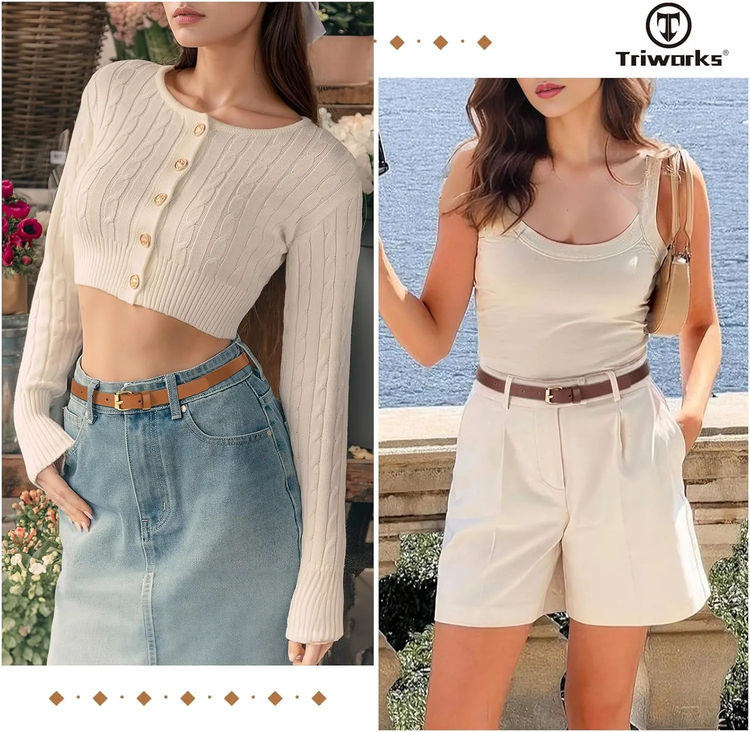 3 Pack Women Skinny Leather Belt for Jeans Pants Dress Ladies Thin Waist Belt with Gold Buckle