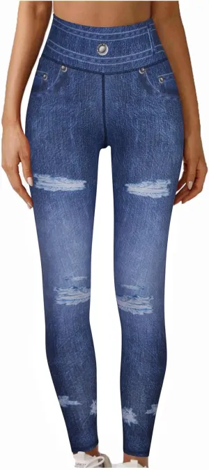 Akklian Women's High Waisted Jeans Ripped Jeans Slim Fit Butt Lifting Tummy Control Skinny Stretch Jeans Denim Pant for Women