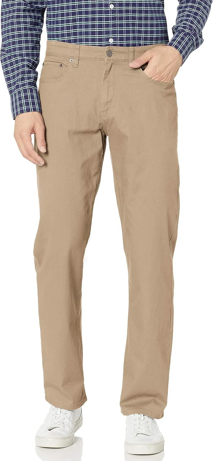 Amazon Essentials Men's Pants, Relaxed-Fit, 5-Pockets, Stretch Twill