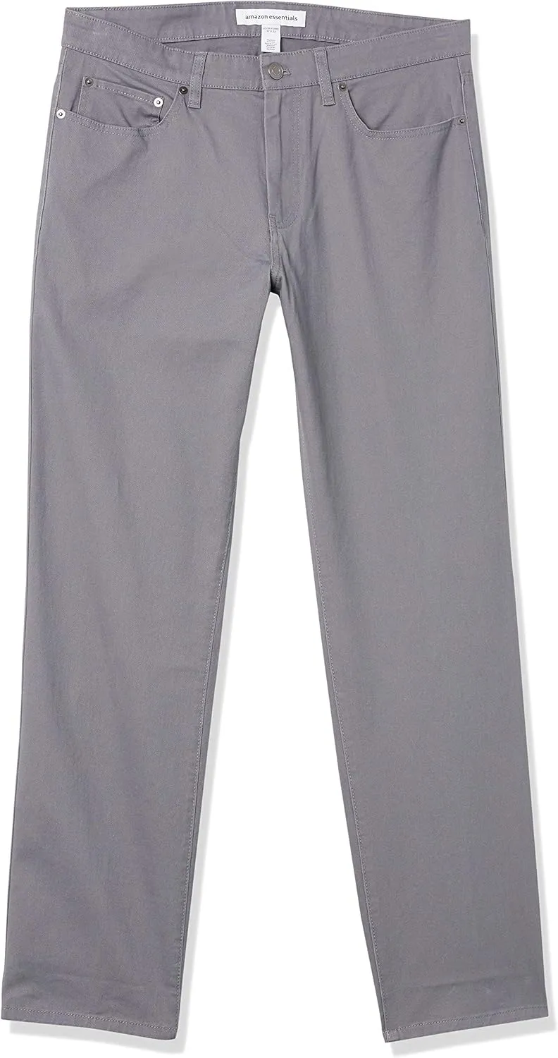 Amazon Essentials Men's Pants, Relaxed-Fit, 5-Pockets, Stretch Twill