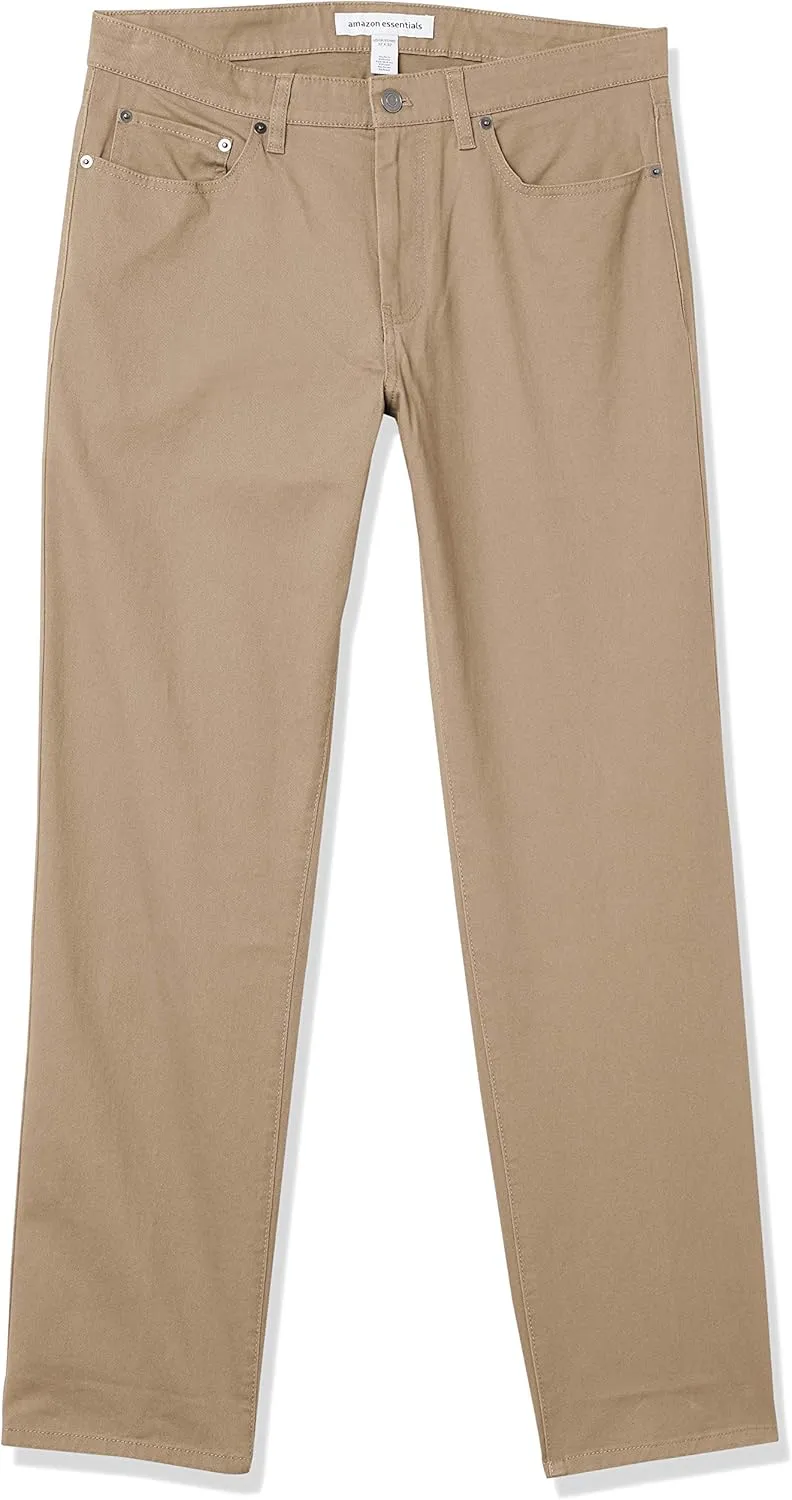 Amazon Essentials Men's Pants, Relaxed-Fit, 5-Pockets, Stretch Twill