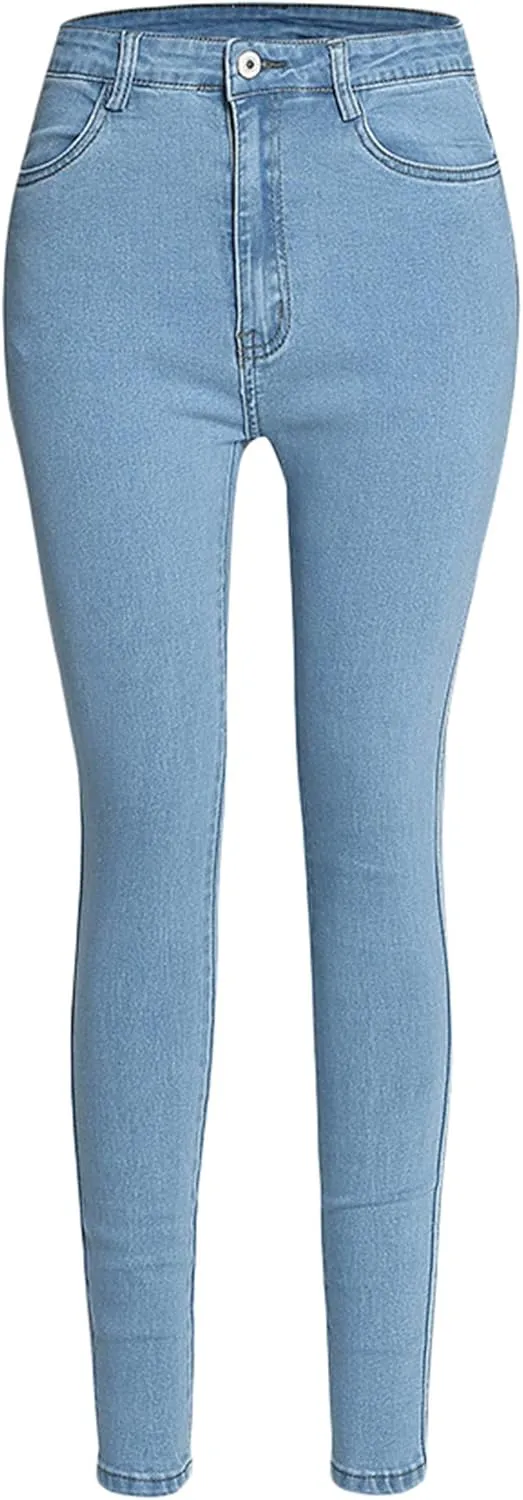 Andongnywell High Waisted Jeans for Women Fashion Denim Pants Loose Straight Skinny Jeans Straight Trousers
