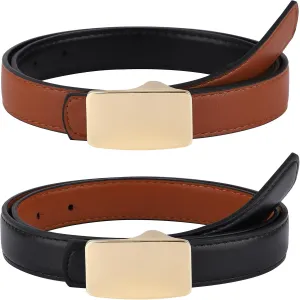 AWAYTR Reversible Leather Belts for Women - Two-in-One Fashion Ladies Skinny Leather Belt for Jeans