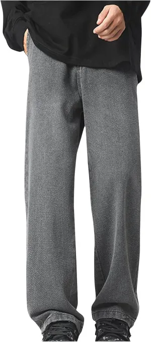 Baggy Jeans Men Loose Fit Wide Leg Stretch Waist Denim Pants Casual Vintage Straight Leg Y2K Hip Pop Skater Jeans