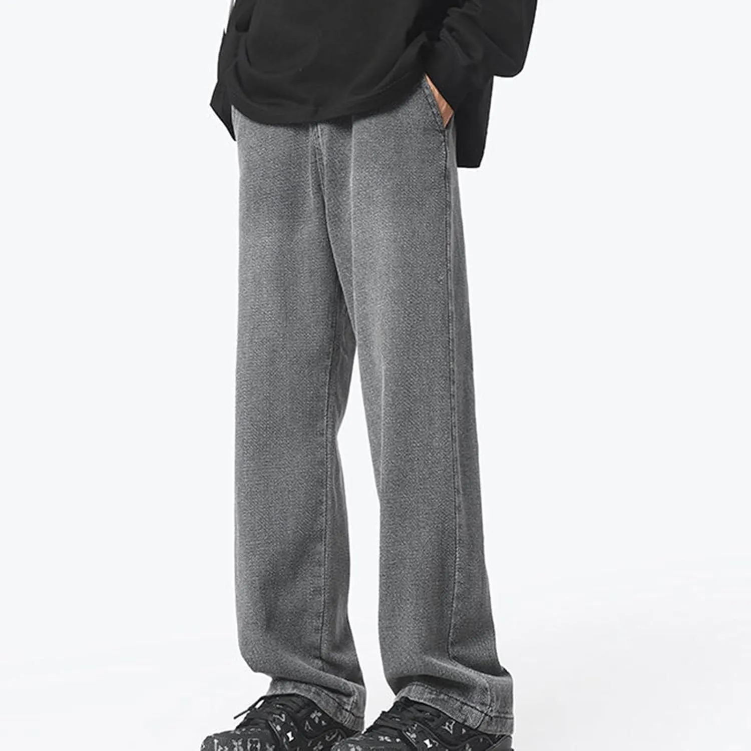 Baggy Jeans Men Loose Fit Wide Leg Stretch Waist Denim Pants Casual Vintage Straight Leg Y2K Hip Pop Skater Jeans