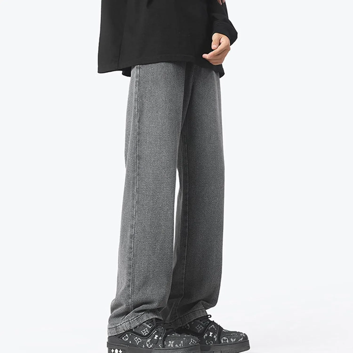 Baggy Jeans Men Loose Fit Wide Leg Stretch Waist Denim Pants Casual Vintage Straight Leg Y2K Hip Pop Skater Jeans