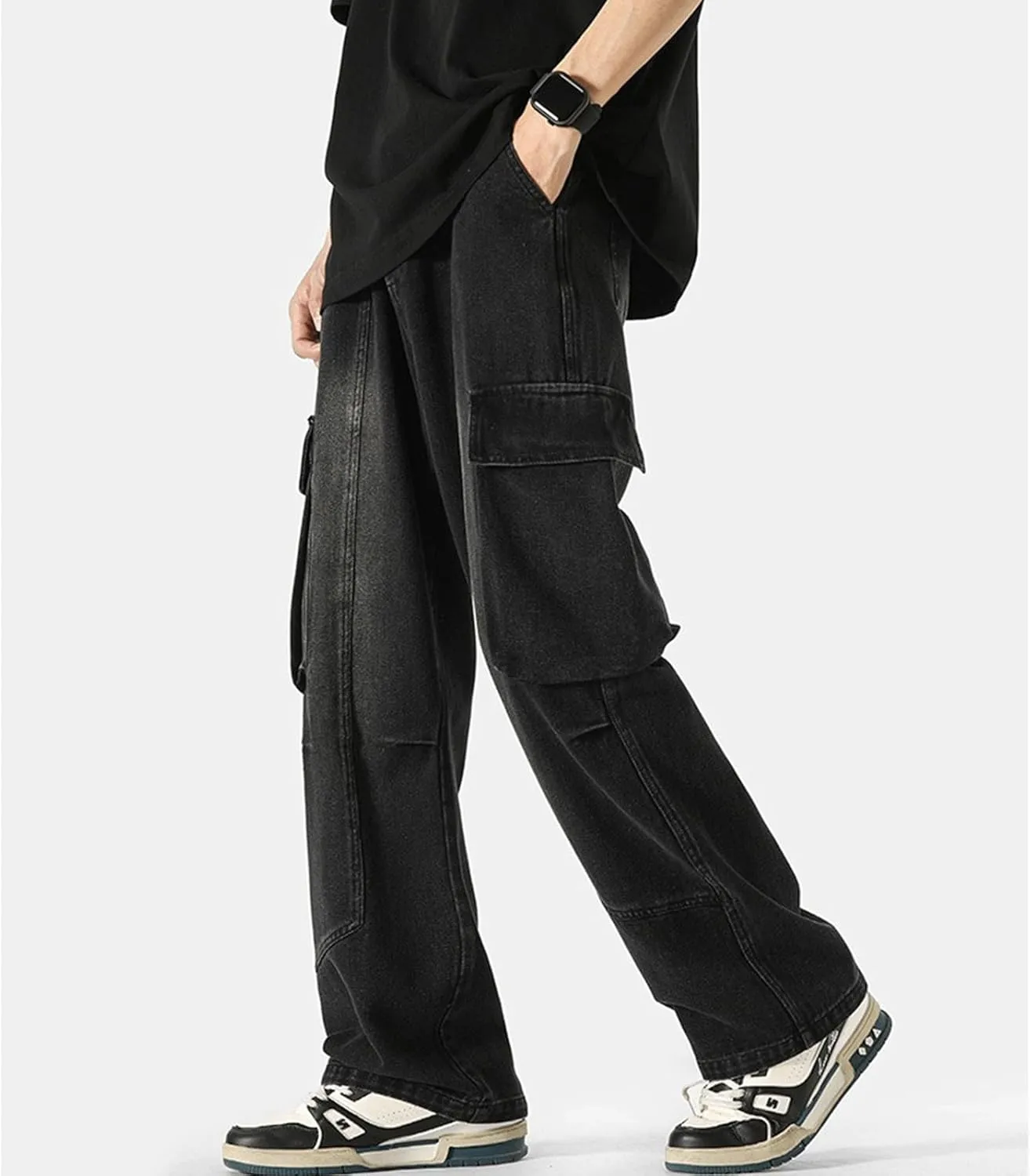Baggy Jeans Men with Multi Pockets Loose Fit Y2K Cargo Pants Skateboard Hip Hop Jeans Streetwear