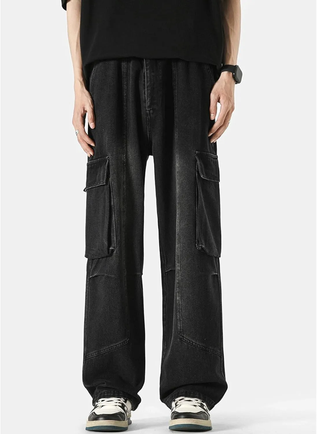 Baggy Jeans Men with Multi Pockets Loose Fit Y2K Cargo Pants Skateboard Hip Hop Jeans Streetwear