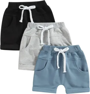 Bagilaanoe Toddler Baby Boy Shorts Summer Solid Plain Shorts Bloomers Casual Elastic Waist Jogger Shorts Bottoms