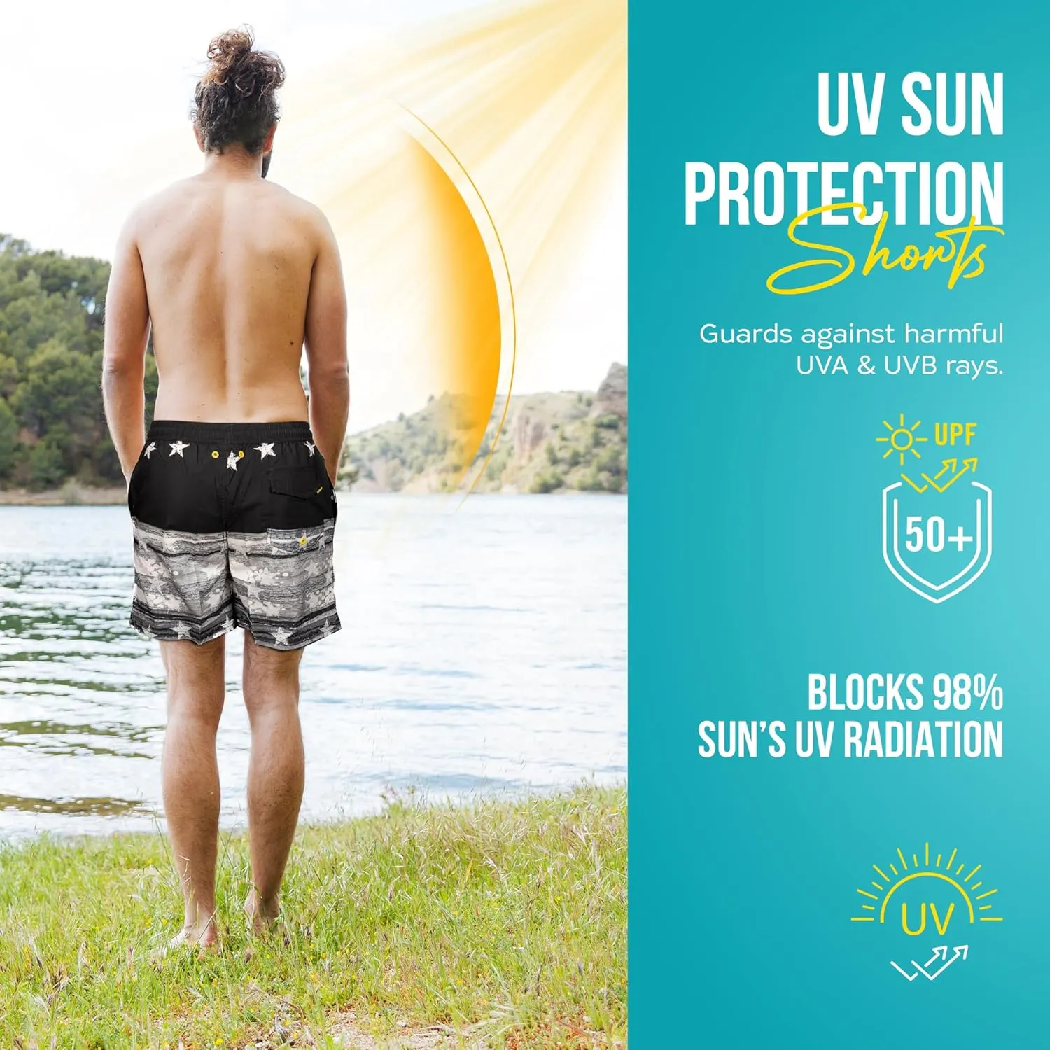 Banana Boat Mens Shorts UPF 50  UV Protection Four Way Stretch Volley Shorts |Swim Trunks |Quick Dry Shorts | Gym Shorts Men