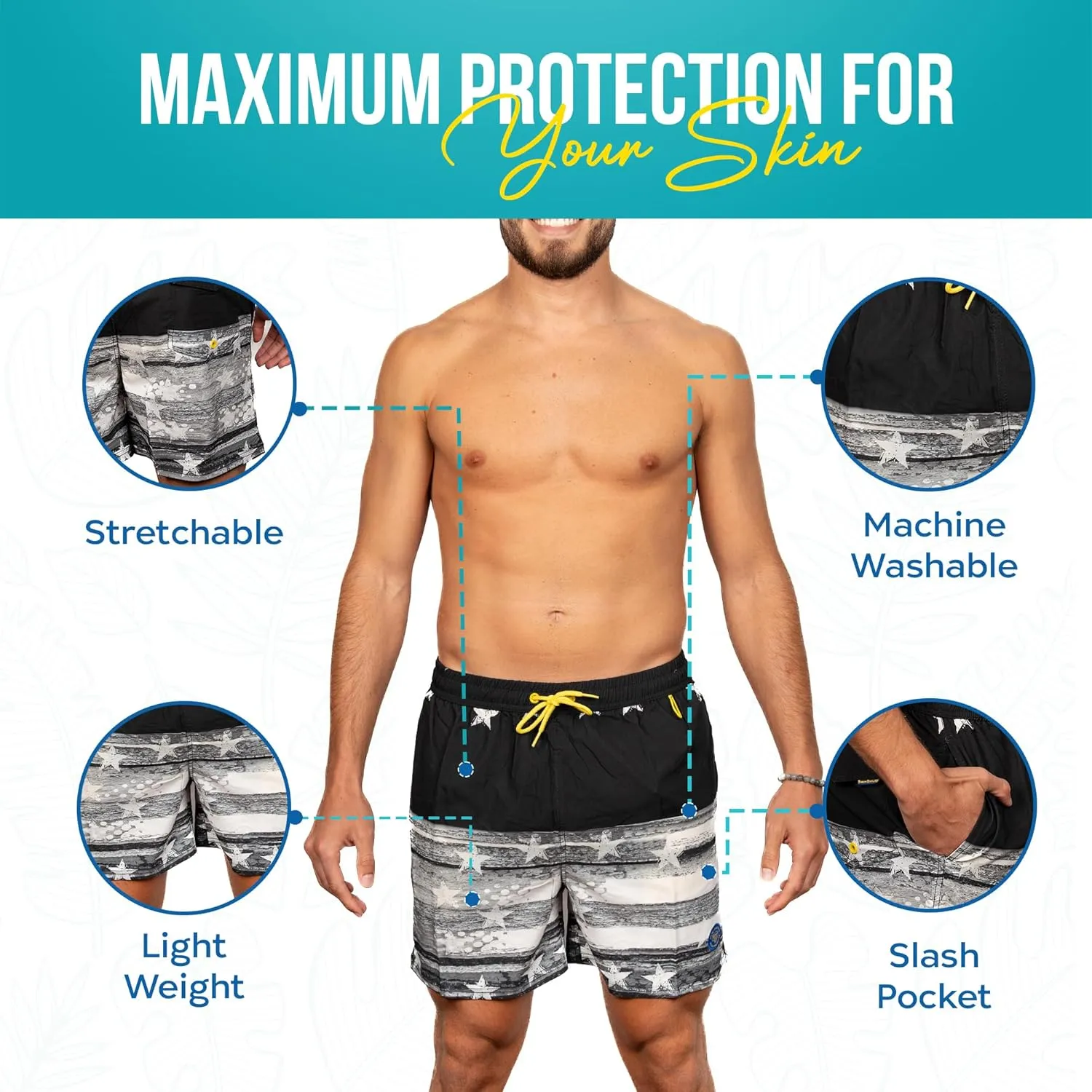 Banana Boat Mens Shorts UPF 50  UV Protection Four Way Stretch Volley Shorts |Swim Trunks |Quick Dry Shorts | Gym Shorts Men