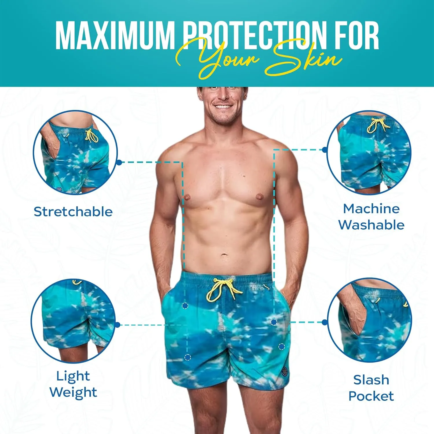 Banana Boat Mens Shorts UPF 50  UV Protection Four Way Stretch Volley Shorts |Swim Trunks | Quick Dry Shorts | Gym Shorts Men