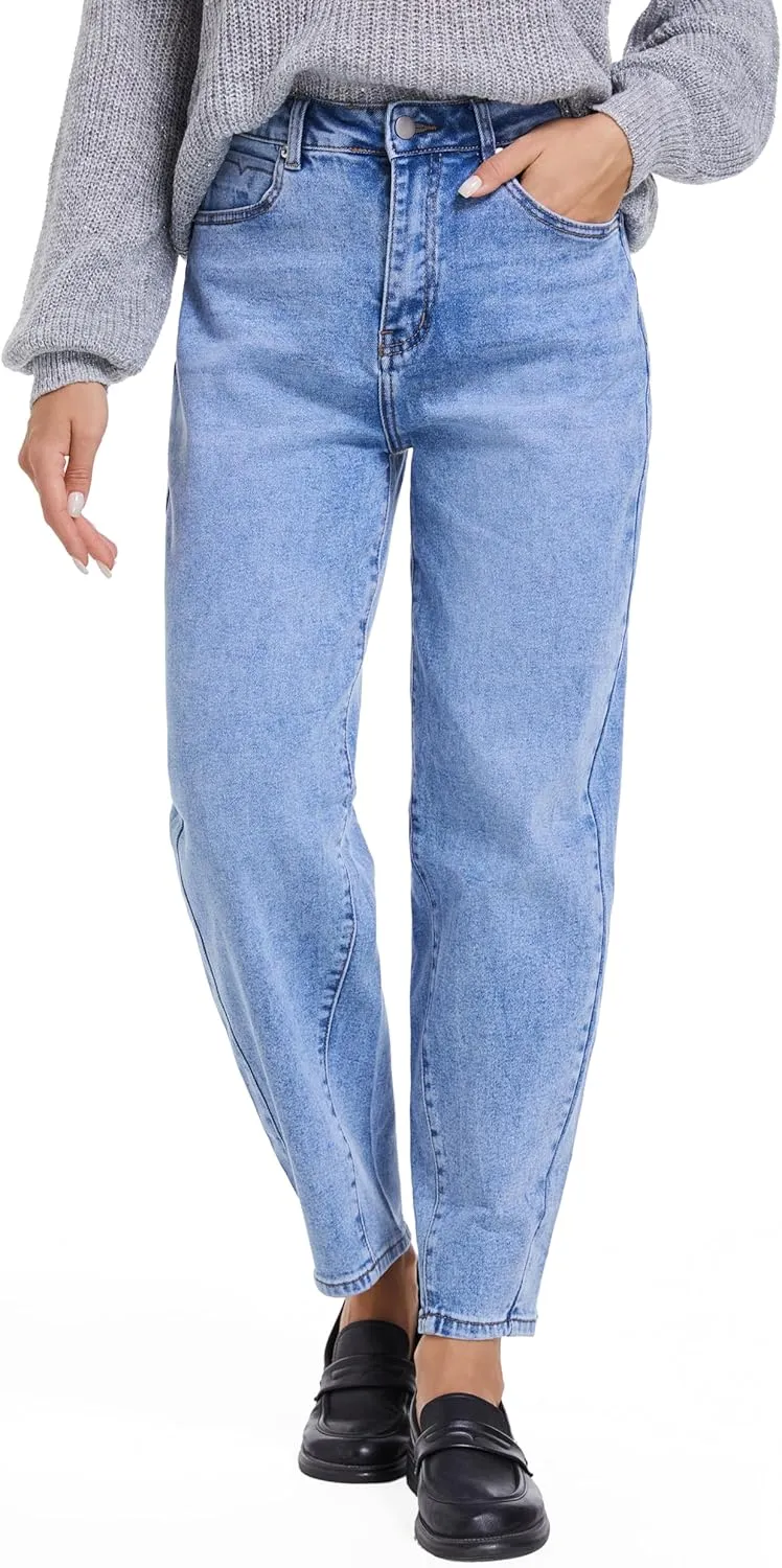 Barrel Jeans for Women High Waisted Wide Leg Stretchy Women's Jeans Baggy Relax Fit Trendy Denim