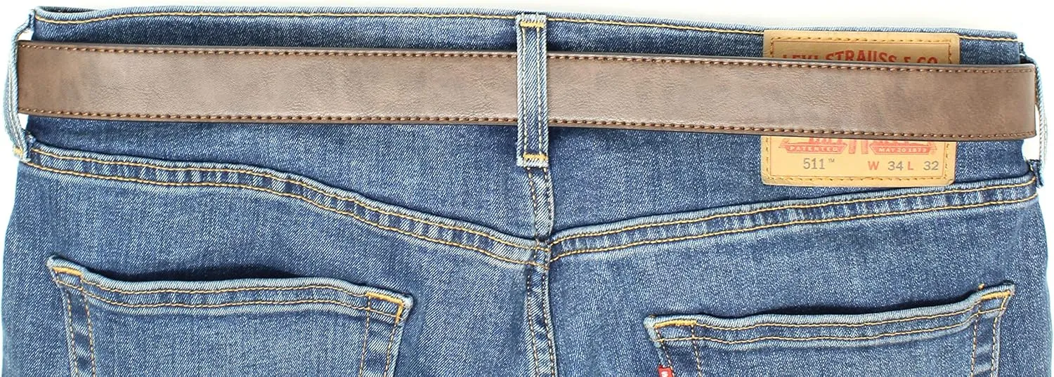 BC Belts Womens Thin Leather Belt Strap with Vintage Distressed Texture 1.25" Wide with Snaps