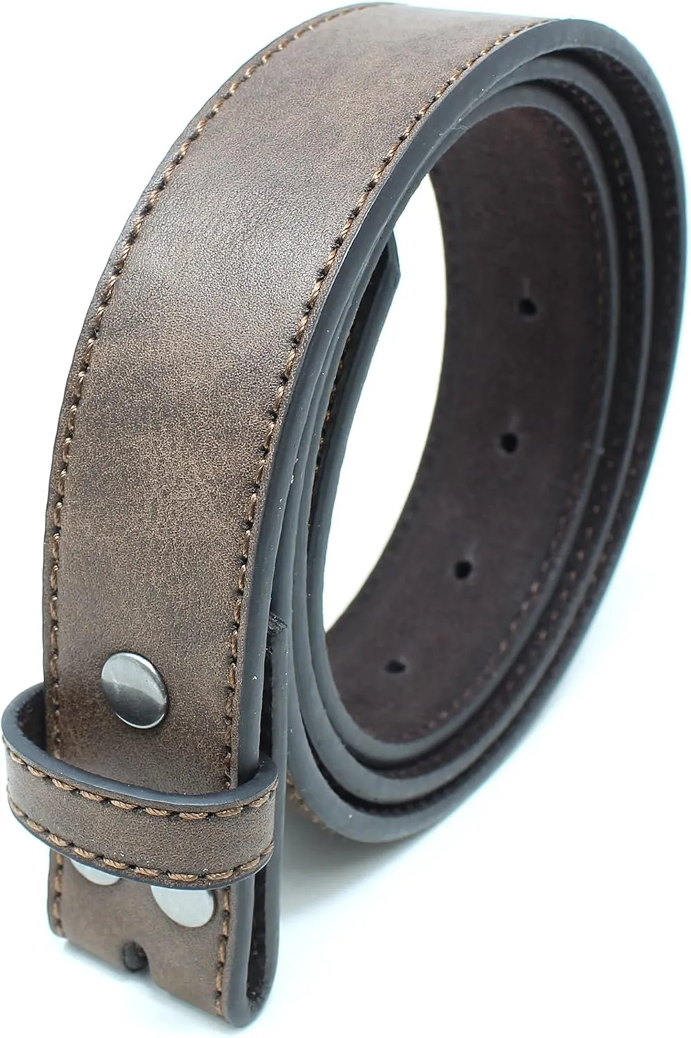 BC Belts Womens Thin Leather Belt Strap with Vintage Distressed Texture 1.25" Wide with Snaps