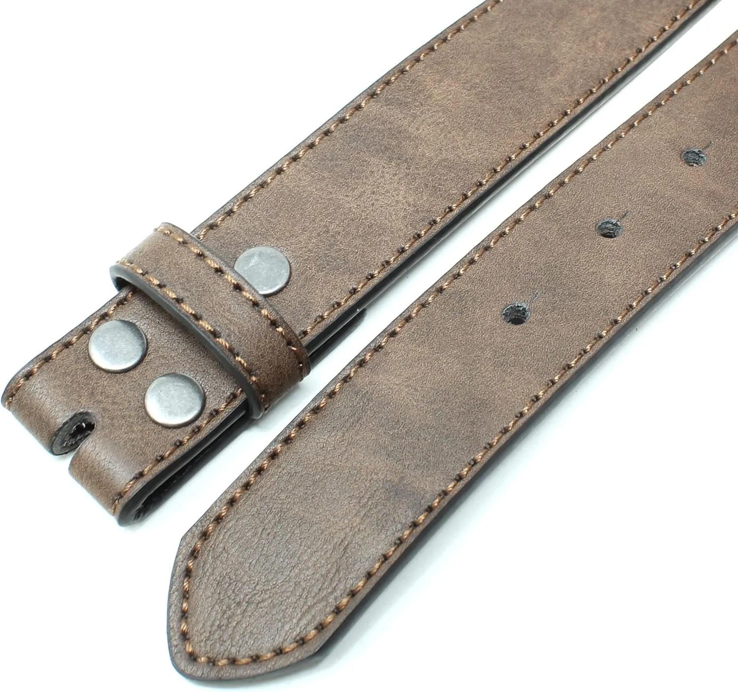 BC Belts Womens Thin Leather Belt Strap with Vintage Distressed Texture 1.25" Wide with Snaps