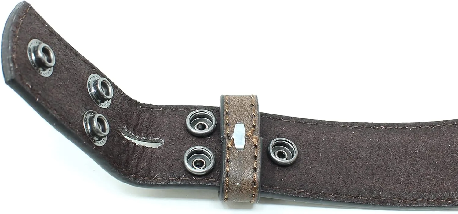 BC Belts Womens Thin Leather Belt Strap with Vintage Distressed Texture 1.25" Wide with Snaps
