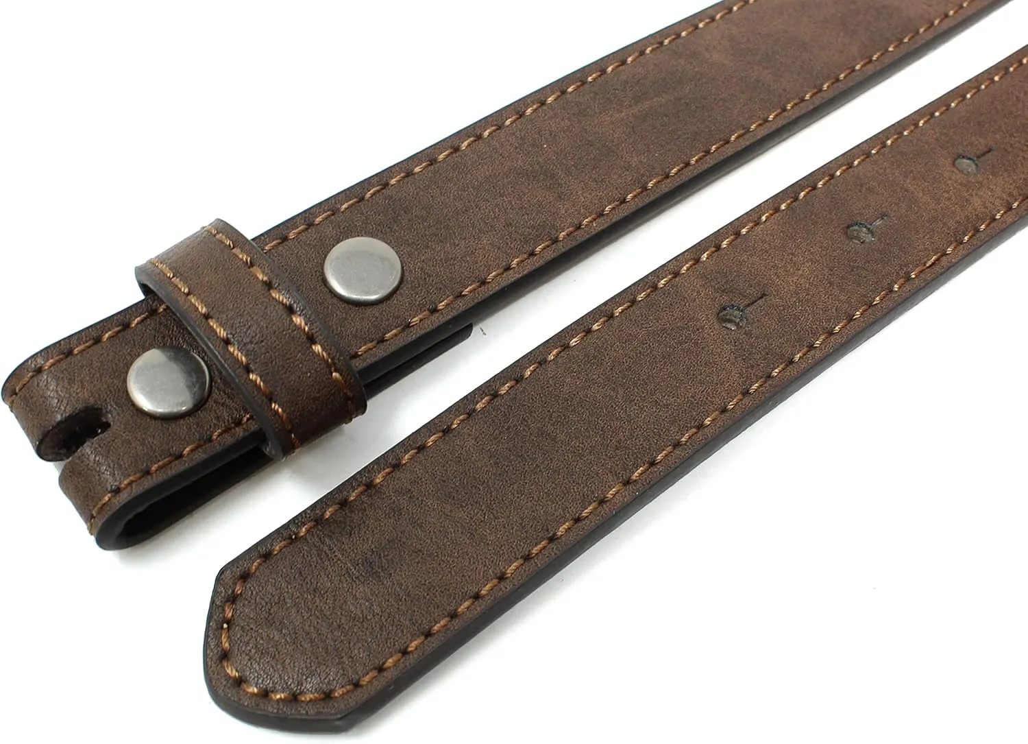 BC Belts Womens Thin Leather Belt Strap with Vintage Distressed Texture 1" Wide with Snaps