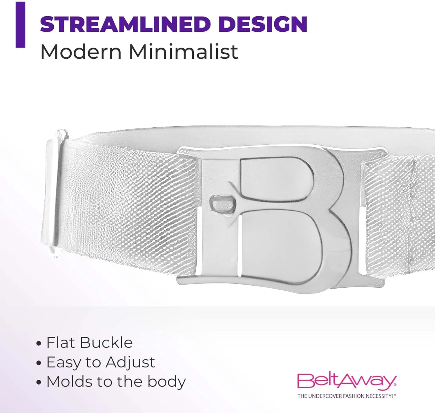BELTAWAY Easily Adjustable No Show Women Stretch Belt Invisible Elastic Belt with Flat Buckle for Jeans Pants Dresses