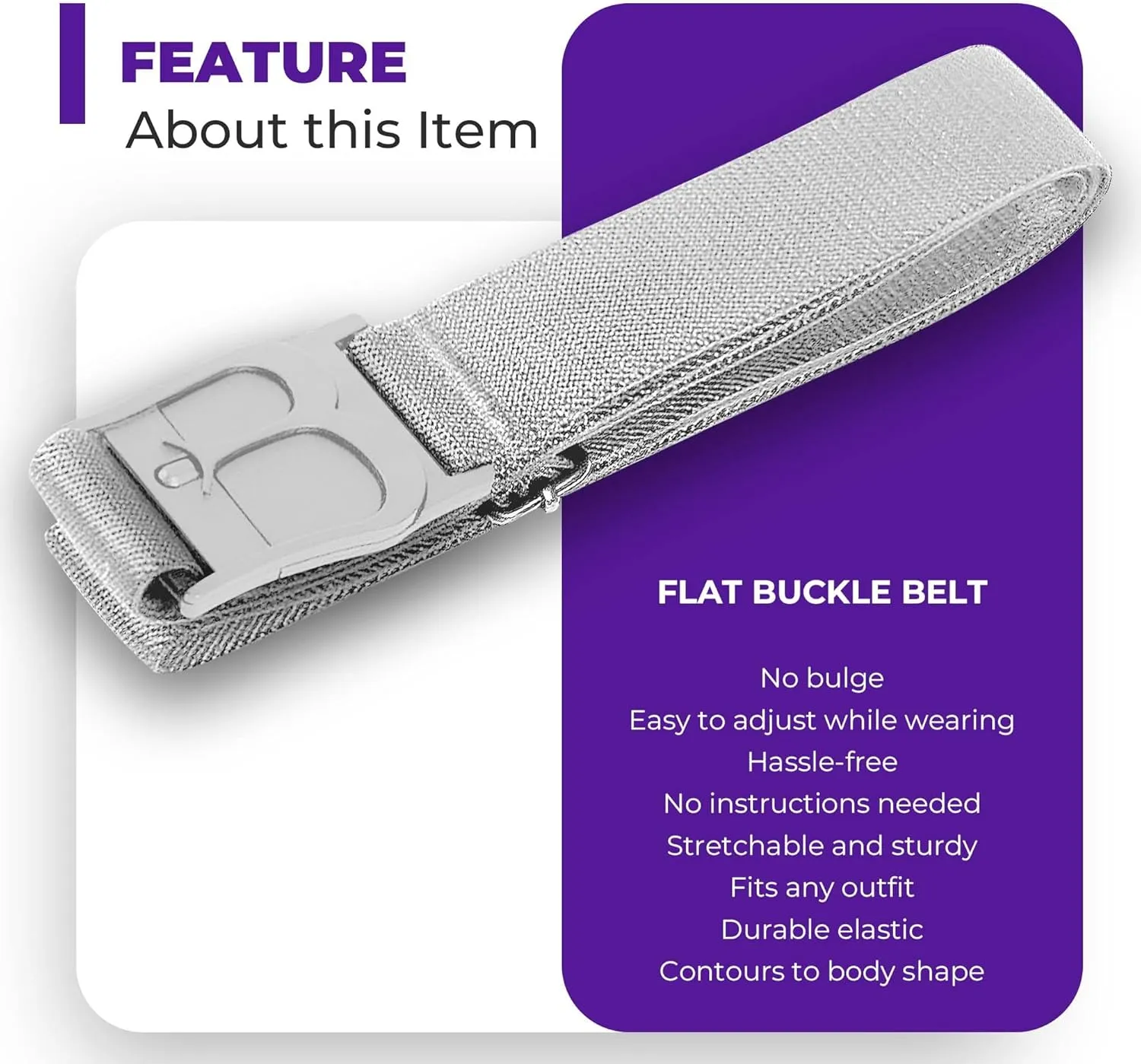 BELTAWAY Easily Adjustable No Show Women Stretch Belt Invisible Elastic Belt with Flat Buckle for Jeans Pants Dresses