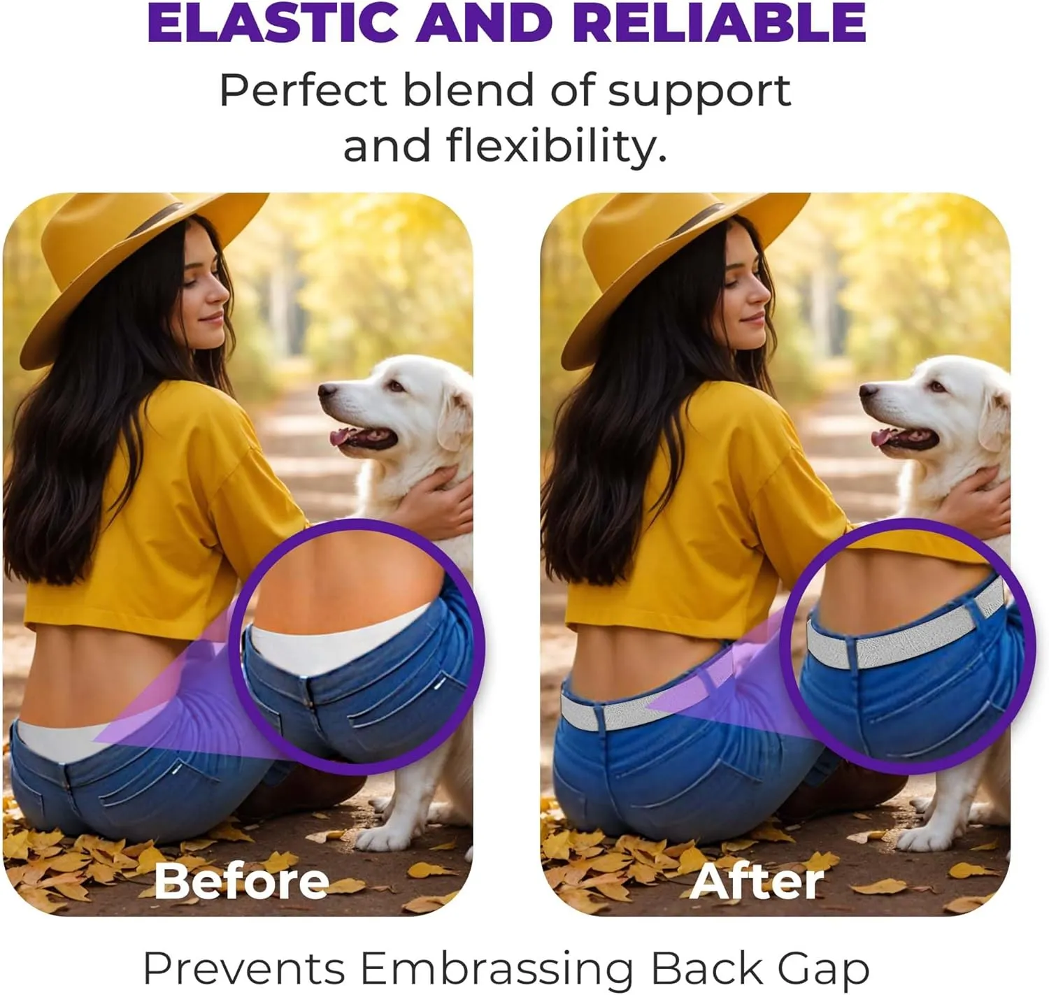 BELTAWAY Easily Adjustable No Show Women Stretch Belt Invisible Elastic Belt with Flat Buckle for Jeans Pants Dresses