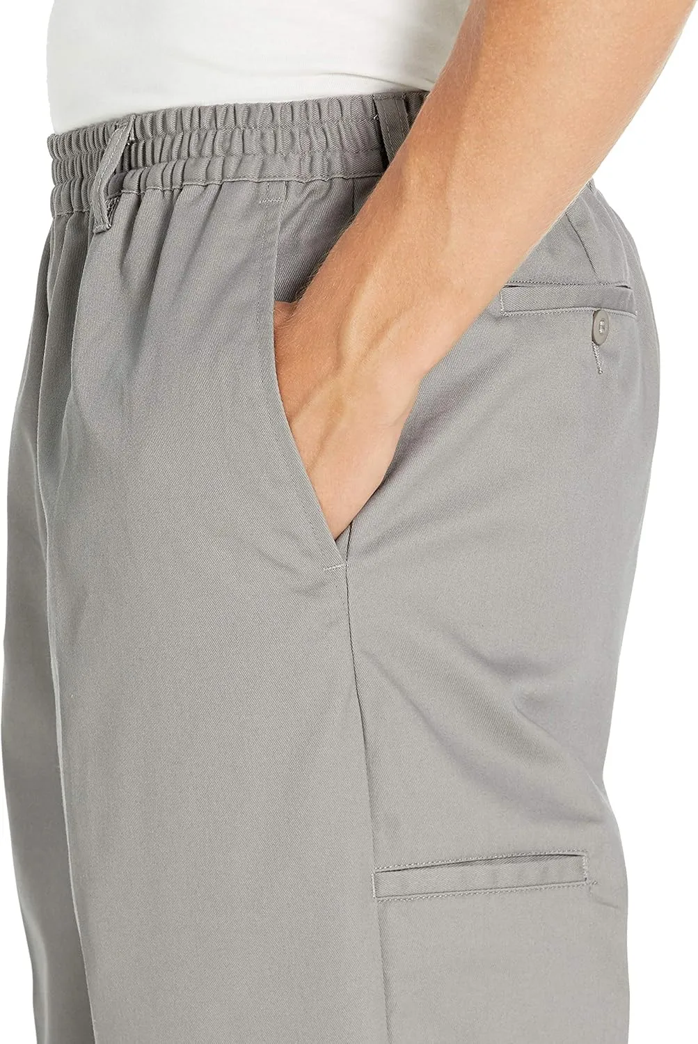 BENEFIT WEAR Mens Full Elastic Waist 5-Pocket Pants with Mock Fly