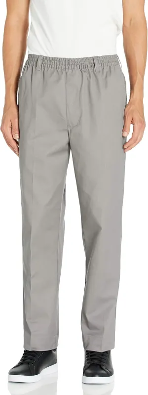 BENEFIT WEAR Mens Full Elastic Waist 5-Pocket Pants with Mock Fly