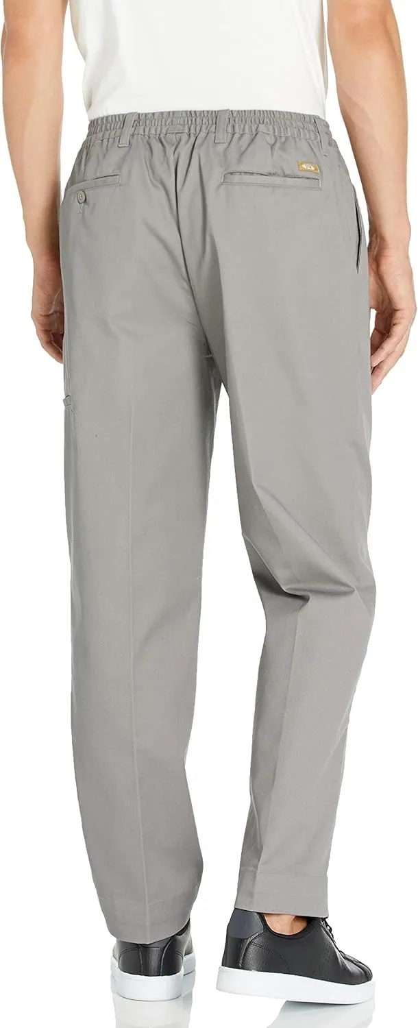 BENEFIT WEAR Mens Full Elastic Waist 5-Pocket Pants with Mock Fly
