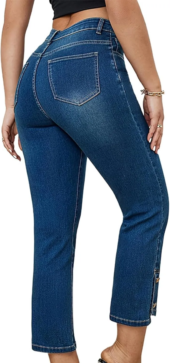 Bidobibo Skinny Jeans for Women Stretchy High Waisted Pants Tummy Control Women's Totally Shaping Pull-On Bootcut Jeans