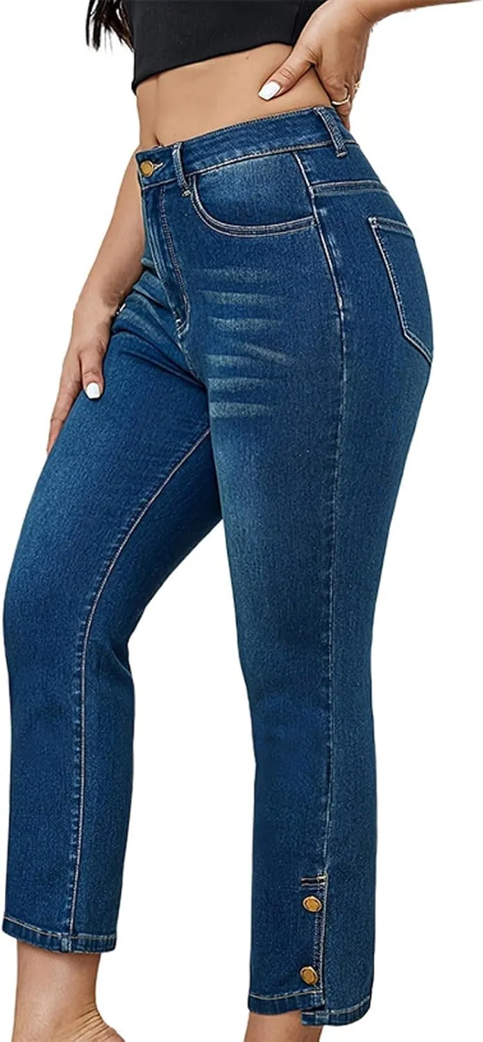 Bidobibo Skinny Jeans for Women Stretchy High Waisted Pants Tummy Control Women's Totally Shaping Pull-On Bootcut Jeans