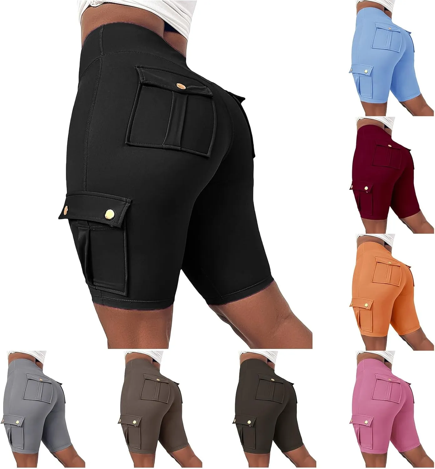 Biker Shorts for Women Tummy Control Butt Lifting Shorts Knee Length High Waist Short Leggings Gym Workout Shorts