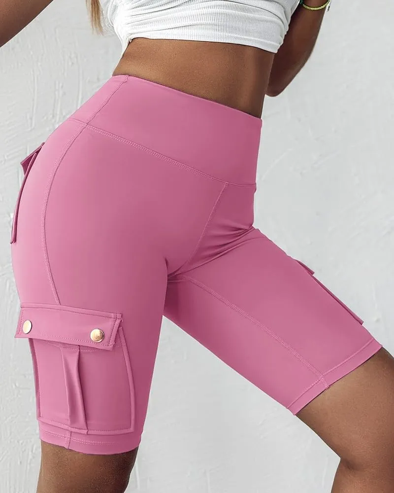 Biker Shorts for Women Tummy Control Butt Lifting Shorts Knee Length High Waist Short Leggings Gym Workout Shorts