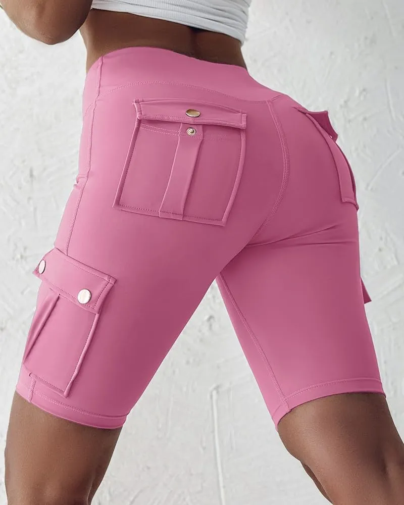 Biker Shorts for Women Tummy Control Butt Lifting Shorts Knee Length High Waist Short Leggings Gym Workout Shorts