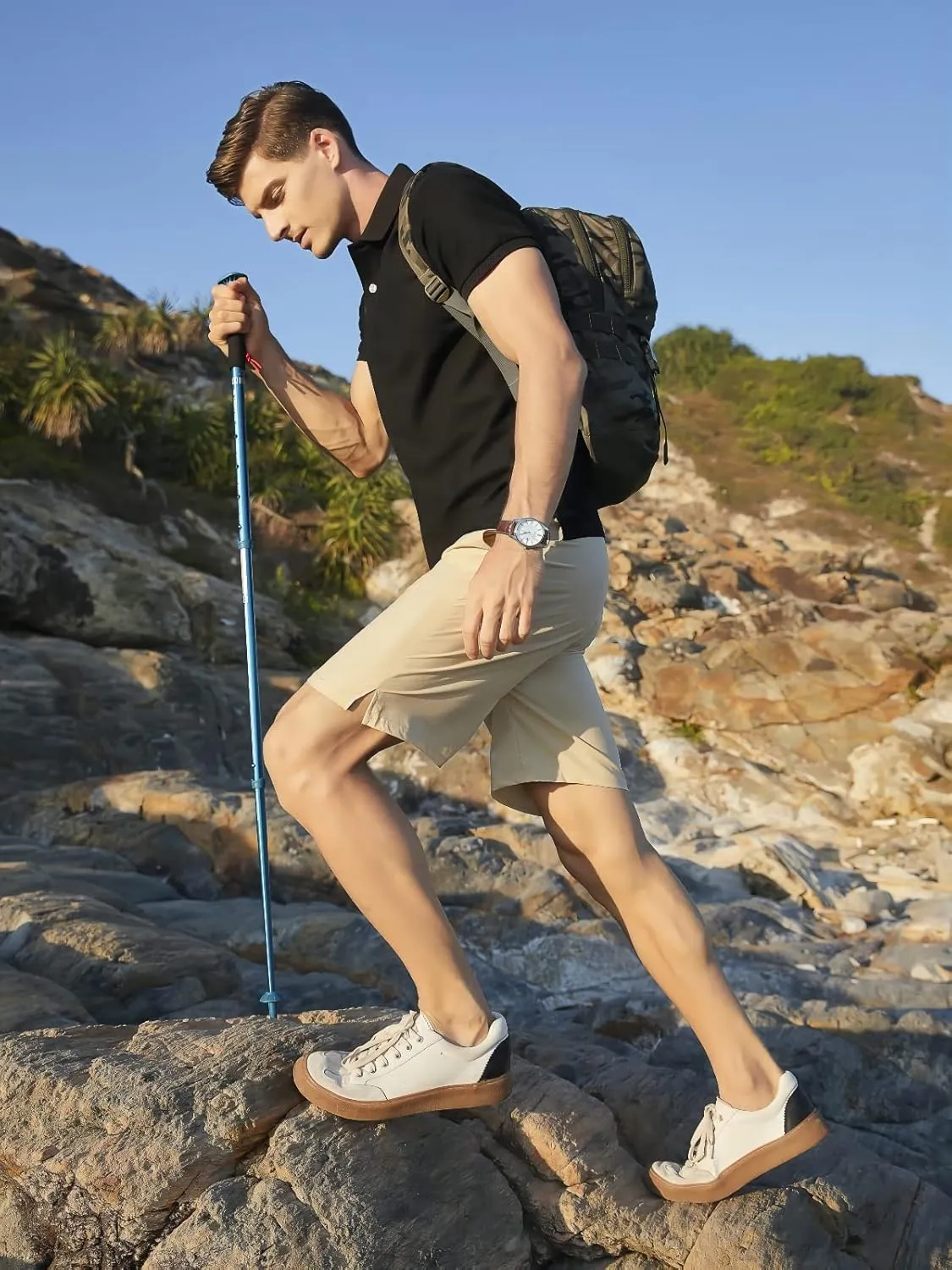 Blooming Jelly Men's Workout Shorts Waterproof Outdoor Hiking Shorts Quick Dry Drawstring Casual Shorts with Pockets