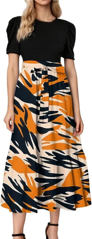 Bohemian Maxi Dresses for Women Plus Size Floral Print Wrap Dress Ruffle Hem Trendy Outfit