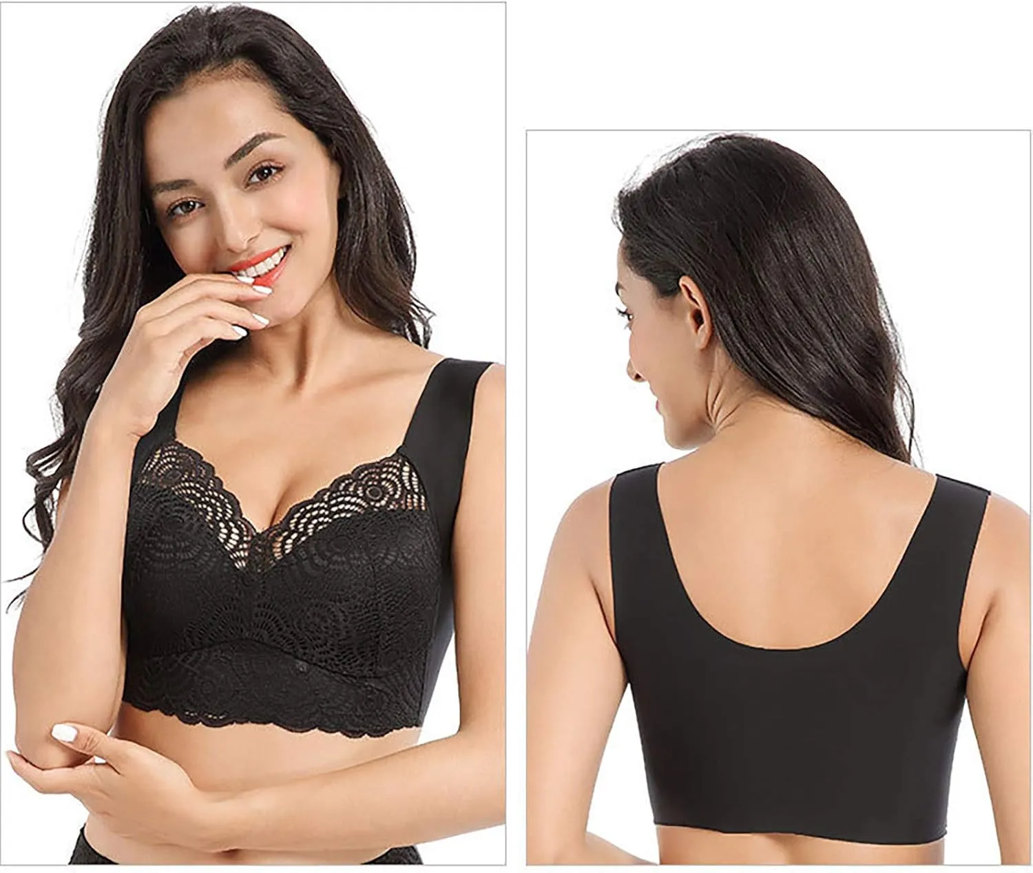 Bras for Women Sexy Lace Push Up Wireless Seamless Minimizer Bras Convenient Stay-in- Straps Bralettes