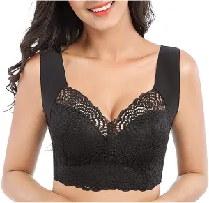 Bras for Women Sexy Lace Push Up Wireless Seamless Minimizer Bras Convenient Stay-in- Straps Bralettes