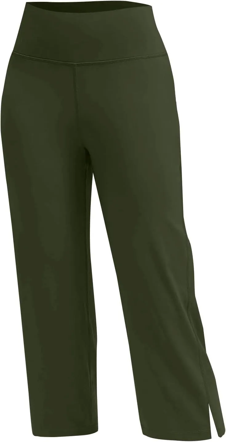 Capri Pants for Women Dressy Casual Stretch Wide Leg Yoga Dress Capris Summer Loose Split Work Crop Pant with Pocket