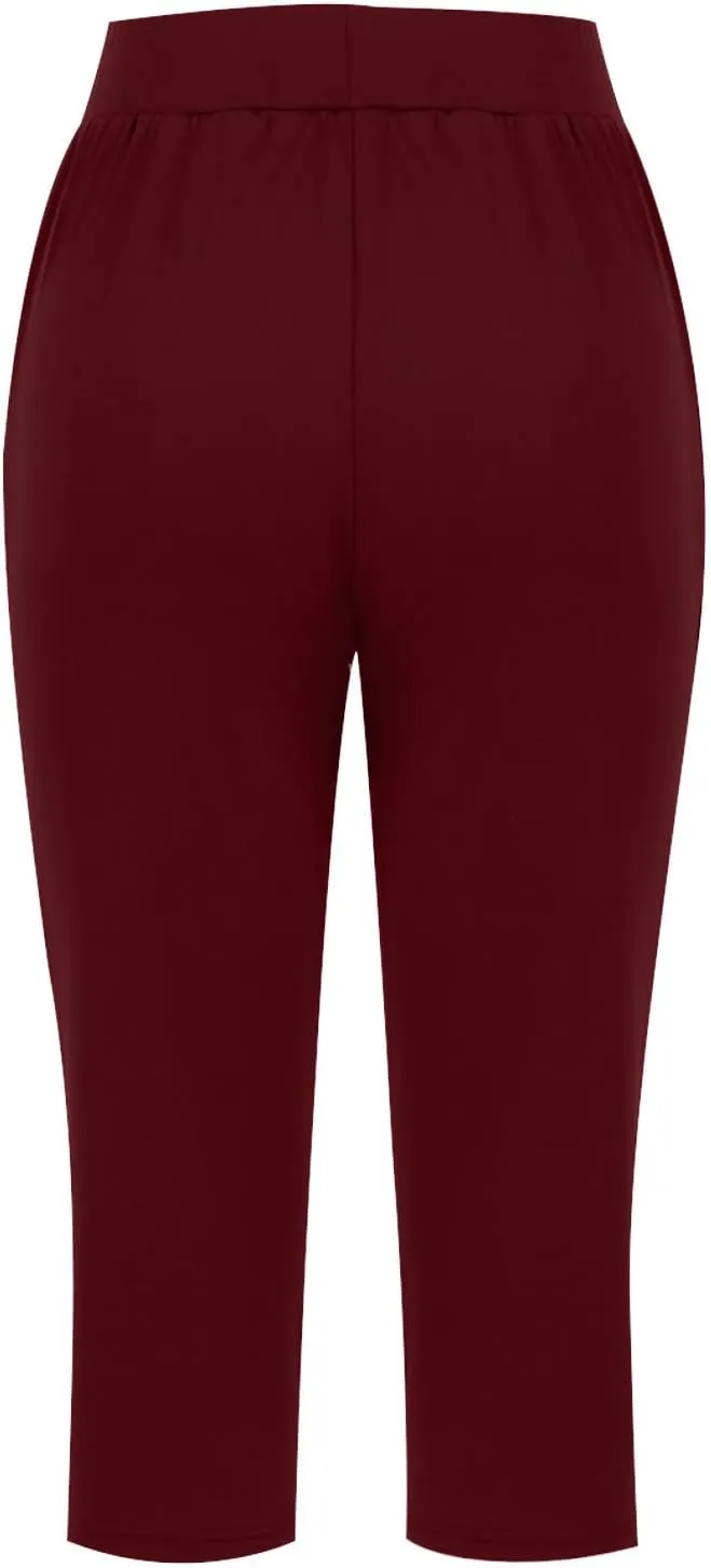 Capri Sweatpants Womens Cozy Wide Legs Cropped Pants Lounge Jogger Capri Workout Yoga Culottes Slacks Casual S