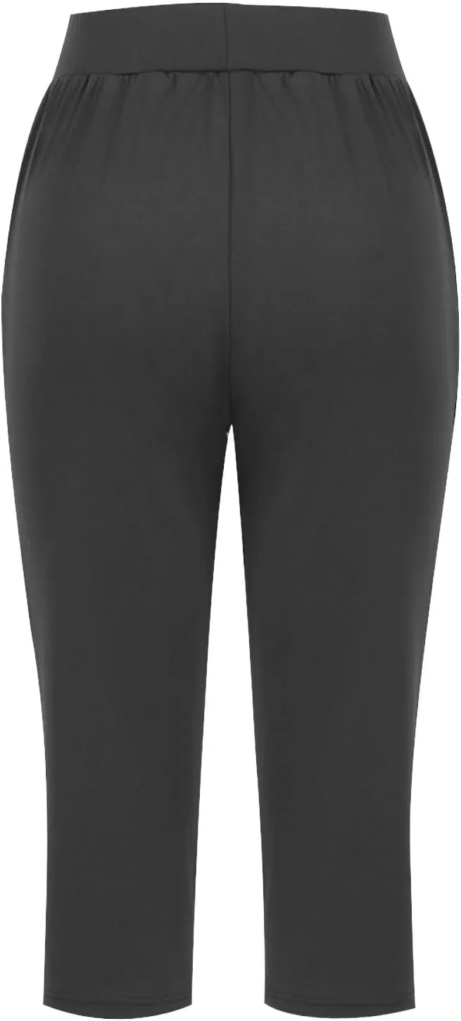 Capri Sweatpants Womens Cozy Wide Legs Cropped Pants Lounge Jogger Capri Workout Yoga Culottes Slacks Casual S