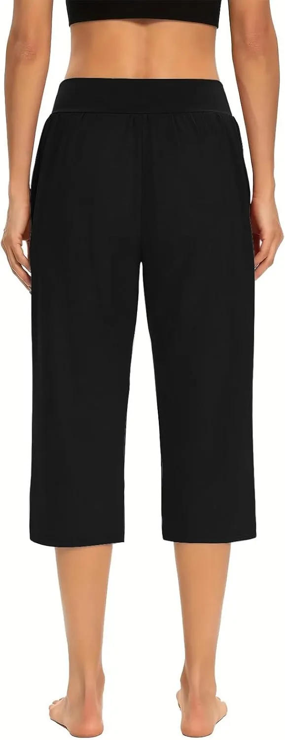 Capri Sweatpants Womens Cozy Wide Legs Cropped Pants Lounge Jogger Capri Workout Yoga Culottes Slacks Casual S
