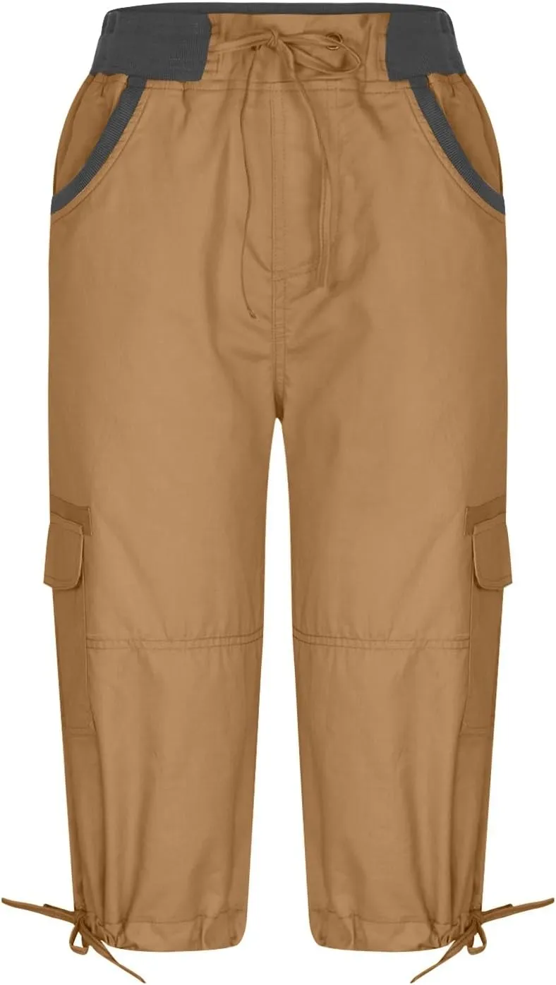 Cargo Capris for Women Casual Drawstring Capris Pants with Pockets Summer Plus Size Capri Hiking Pants Cargo Pant