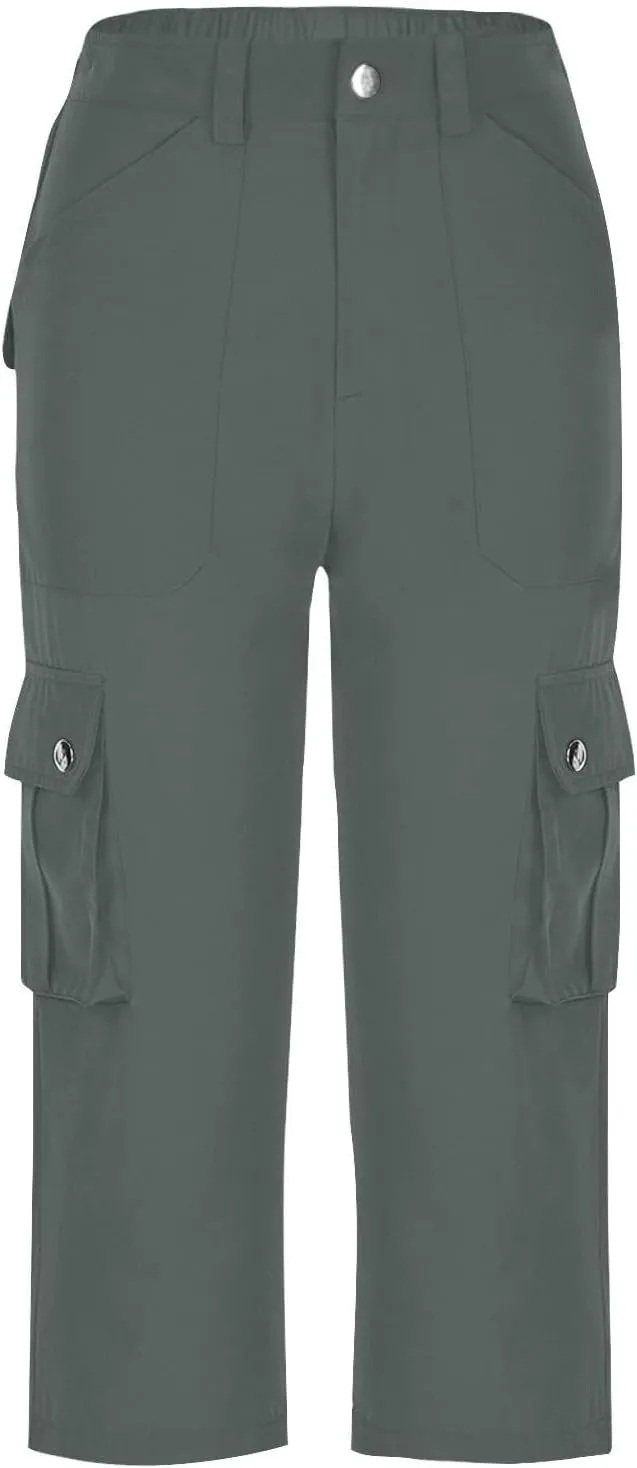 Cargo Capris for Women Lightweight Quick Dry Travel Hiking Summer Pants Baggy Cropped Trousers