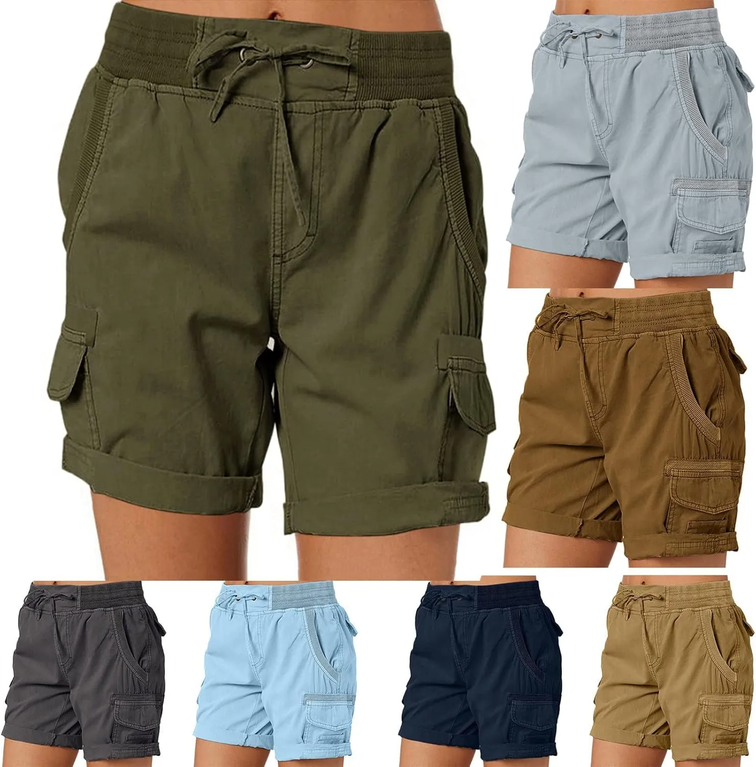 Cargo Shorts Women Baggy High Waisted Hiking Shorts Casual Running Athletic Short Pants Summer Bermuda Shorts