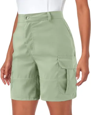 Cargo Shorts Women Casual Dressy Summer Pants Chino Shorts Lightweight Elastic Waist Beach Shorts with Pockets