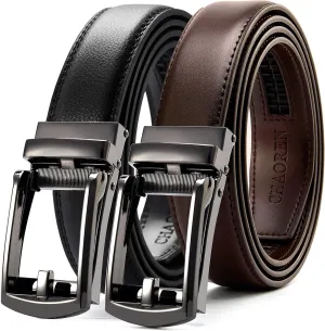 CHAOREN Click Belt for Men 2 Pack - Mens Dress Belt 1 1/4" in Packing Box - Design Belt Meet Almost Any Occasion and Outfit
